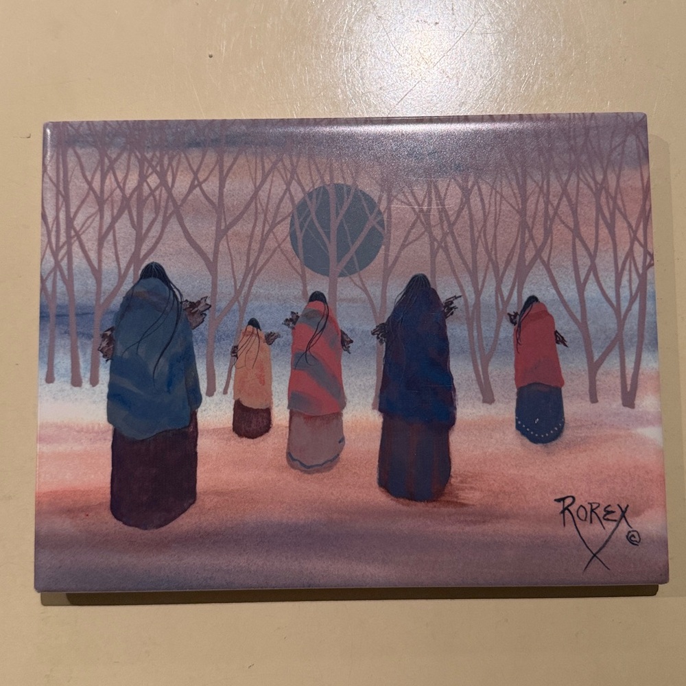 Echota Cherokee Artist Jeanne Rorex Bridges Art Tile 6x8 “Wood Gathering”